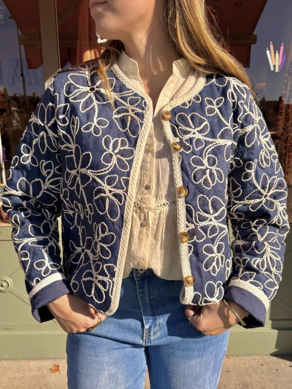 Veste Bleue à fleurs